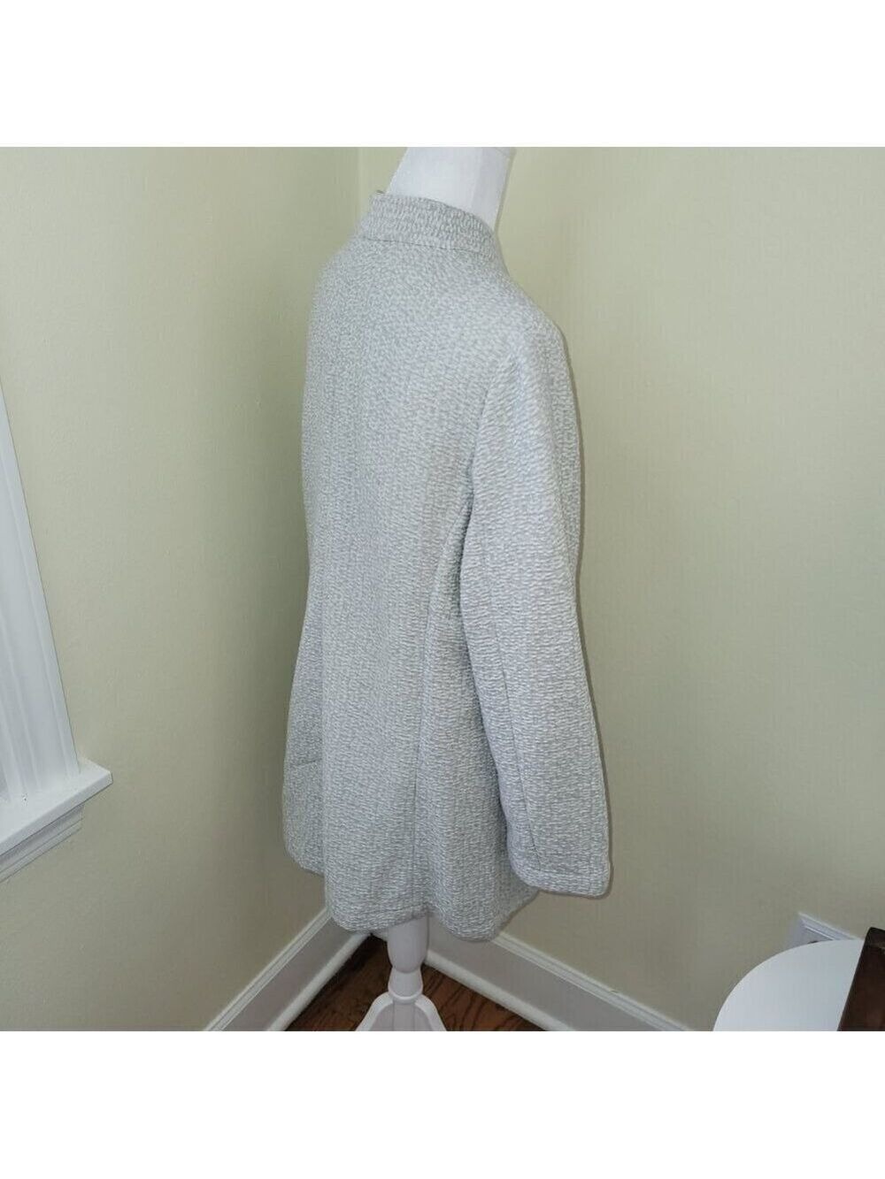 Eileen Fisher Textured Cotton Tencel Jacket Stretch Standup Collar Size S - Picture 8 of 14